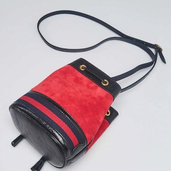 Gucci Red Suede Ophidia Mini Bucket Bag - Picture 3 of 11